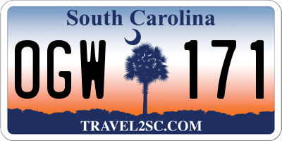 SC license plate OGW171