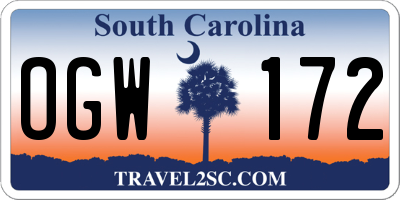 SC license plate OGW172