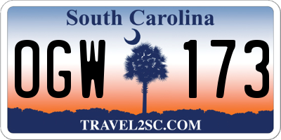 SC license plate OGW173