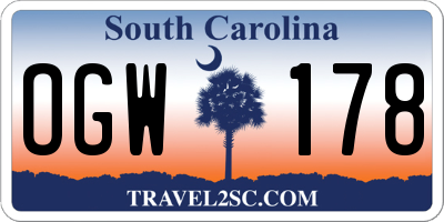 SC license plate OGW178
