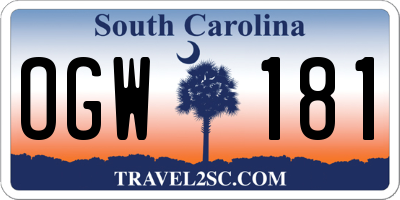 SC license plate OGW181