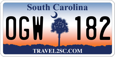 SC license plate OGW182