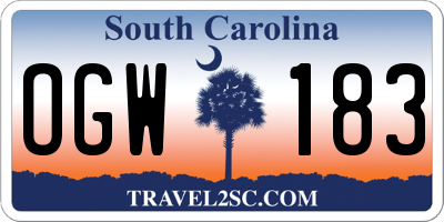 SC license plate OGW183