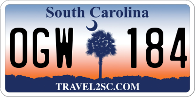 SC license plate OGW184