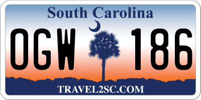 SC license plate OGW186