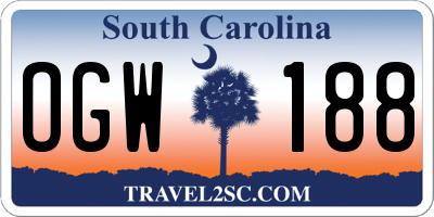 SC license plate OGW188