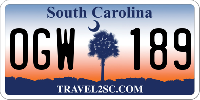 SC license plate OGW189