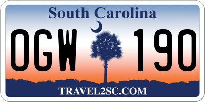 SC license plate OGW190