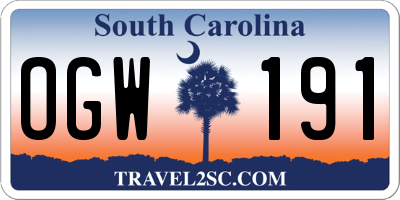 SC license plate OGW191