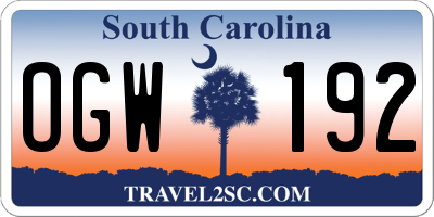 SC license plate OGW192