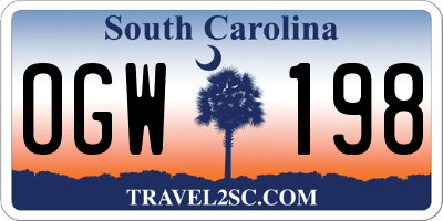 SC license plate OGW198