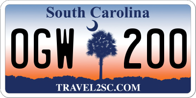 SC license plate OGW200