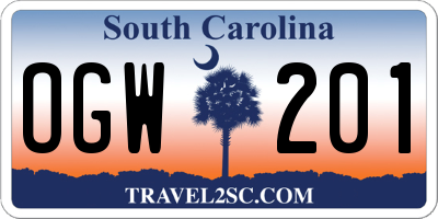 SC license plate OGW201