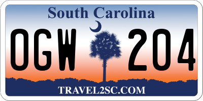SC license plate OGW204