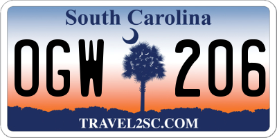SC license plate OGW206