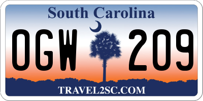 SC license plate OGW209