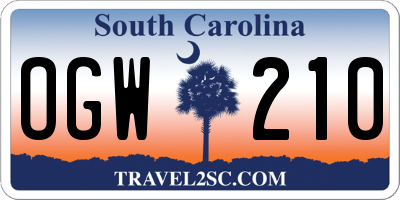 SC license plate OGW210