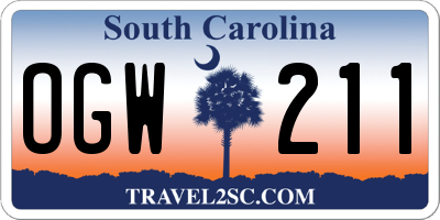 SC license plate OGW211