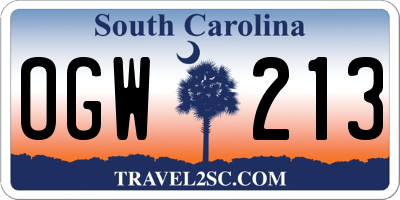 SC license plate OGW213