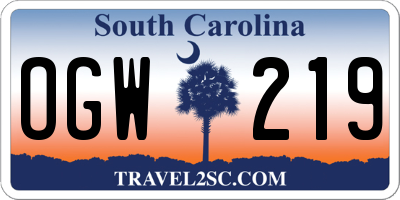 SC license plate OGW219