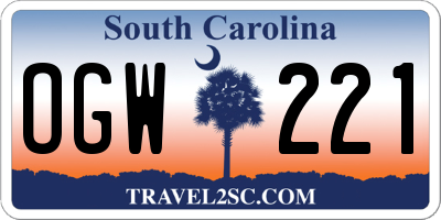 SC license plate OGW221