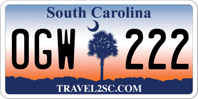 SC license plate OGW222