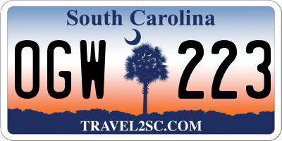 SC license plate OGW223