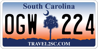 SC license plate OGW224