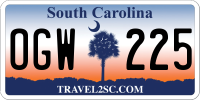 SC license plate OGW225