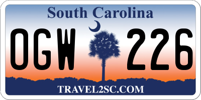 SC license plate OGW226