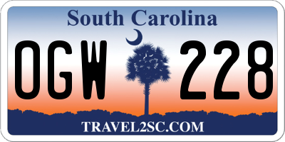 SC license plate OGW228