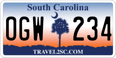 SC license plate OGW234