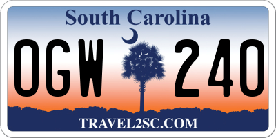 SC license plate OGW240