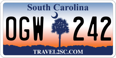 SC license plate OGW242