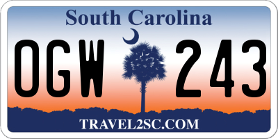 SC license plate OGW243
