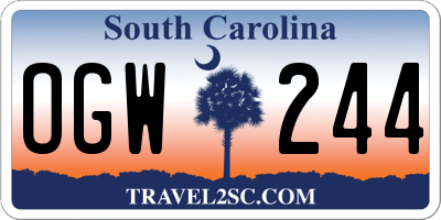 SC license plate OGW244