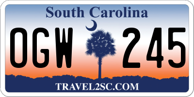 SC license plate OGW245