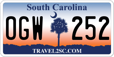 SC license plate OGW252
