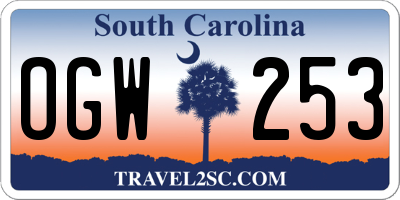 SC license plate OGW253