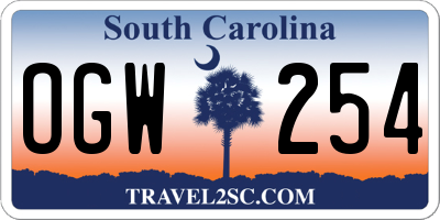 SC license plate OGW254