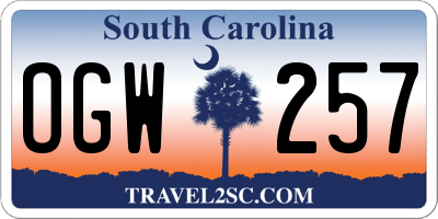 SC license plate OGW257