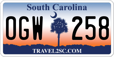 SC license plate OGW258