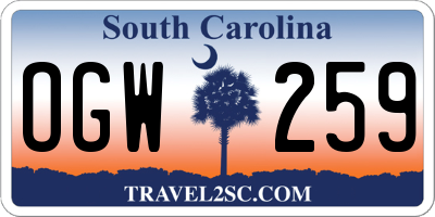 SC license plate OGW259