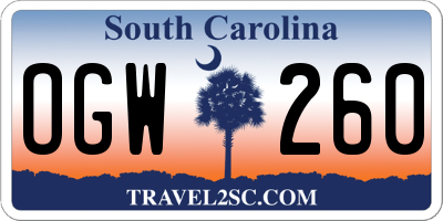 SC license plate OGW260