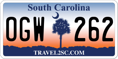 SC license plate OGW262