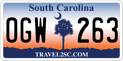 SC license plate OGW263