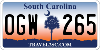 SC license plate OGW265