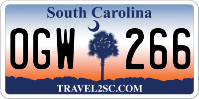 SC license plate OGW266