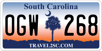 SC license plate OGW268