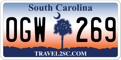 SC license plate OGW269